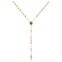 Evolution Group Zlatý 14 karátový náhrdelník růženec s křížem a medailonkem s Pannou Marií RŽ10 