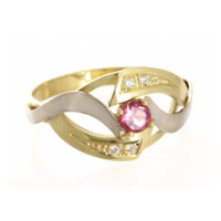 Zlatý prsten s přírodním safírem a diamanty BP0057 + dárek zdarma