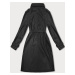 Volný černý dámský kabát z ekologické kůže J Style (11Z8101)
