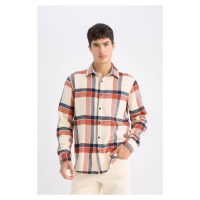 DEFACTO Regular Fit Polo Collar Plaid Flannel Long Sleeve Long Sleeve Shirt