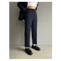 Laluvia Navy Blue Stripe Detailed Trousers