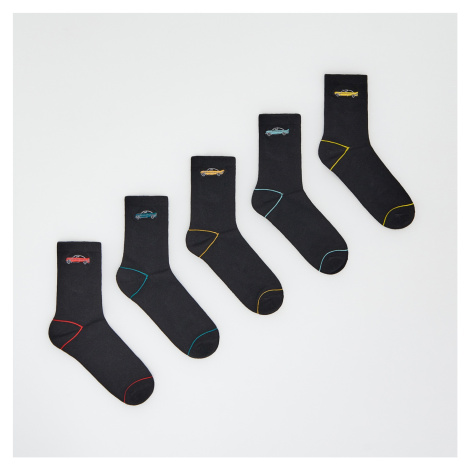 Reserved - Sada 5 párů ponožek s vysokým podílem bavlny - Černý