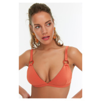 Trendyol Orange Textured Bikini Top With Accessory Detail