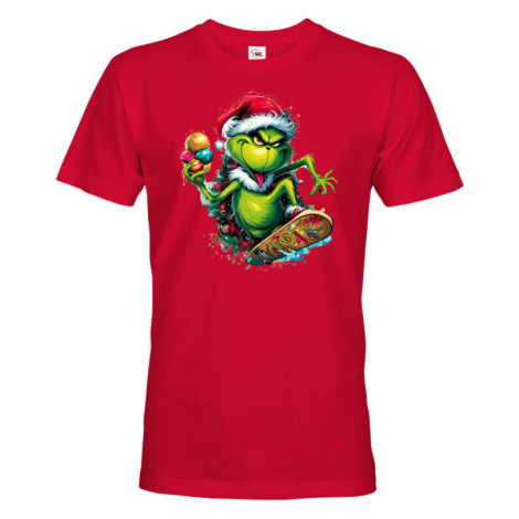 Pánské triko Grinch na skateboardu - skvělé vánoční triko BezvaTriko