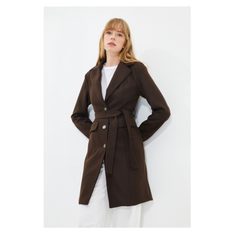 Trendyol Brown Belted Wool Cachet Coat