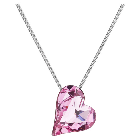 Evolution Group Stříbrný náhrdelník krystal srdce růžové 72071.3 rose