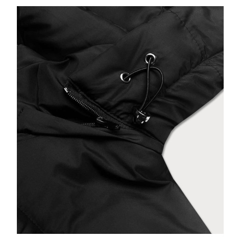 Černá krátká bunda pro přechodné období s kapucí (16M9080-392) J.STYLE