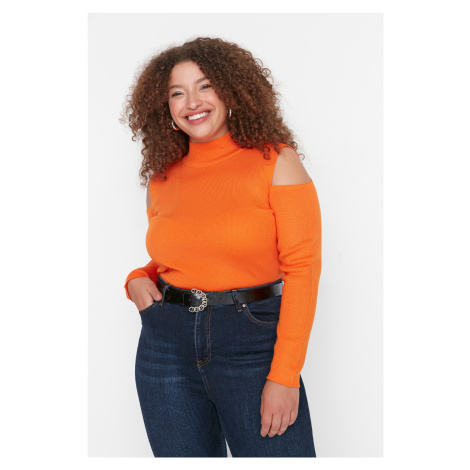 Trendyol Curve Orange Rameno Detailní pletený svetr