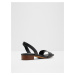 Černé dámské kožené sandály na nízkém podpatku ALDO Dorenna