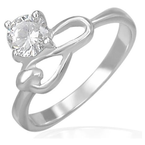 Ocelový zásnubní prsten - čirý zirkon a symbol nekonečna Šperky eshop
