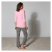 Blancheporte Pyžamo s potiskem vážek růžová/šedá