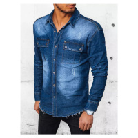 Modrá pánská džínová košile Denim vzor