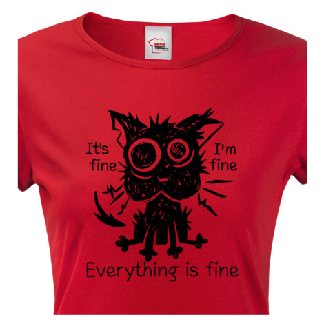 Dámské vtipné tričko s potiskem Kočky ve stresu BezvaTriko