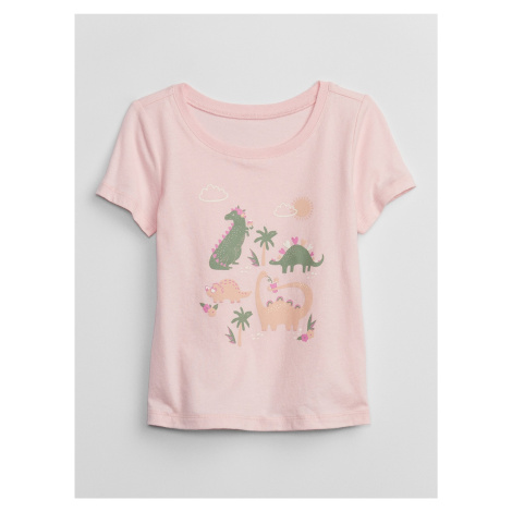 Růžové holčičí tričko s motivem dinosaurů GAP