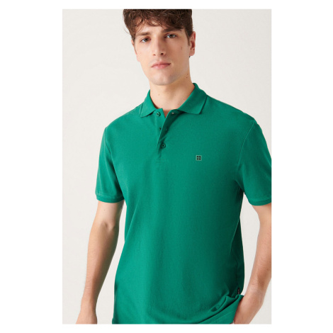 Avva Men's Green 100% Cotton Cool Keeping Regular Fit Polo Neck T-shirt