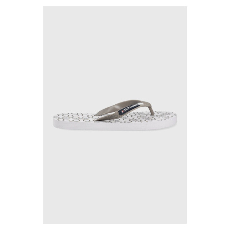 Žabky U.S. Polo Assn. dámské, bílá barva, na plochém podpatku