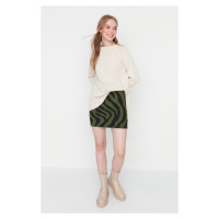 Trendyol Green Animal Patterned Sweater Skirt
