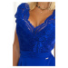 Modré šifónové šaty s krajkovým výstřihem ALEXIS Modrá