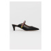 Kožené pantofle Kurt Geiger London dámské, černá barva, na podpatku