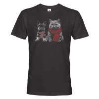 Roztomilé pánské tričko s potiskem pejska a kočky - skvělé dětské tričko