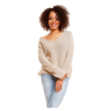 Béžový krátký módní svetr pro dámy
