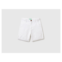 Benetton, Chino Bermudas In Pure Linen