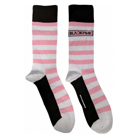 BlackPink ponožky, Stripes &amp; Logo White, unisex RockOff