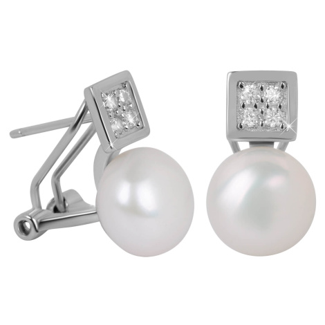 JwL Luxury Pearls Nádherné náušnice s pravou perlou a krystaly JL0430