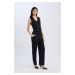 DEFACTO Darted Classic Navy Blue Trousers Wide Leg Wide Leg Basic Plain Pocket High Waist