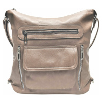 Praktický hnědošedý kabelko-batoh 2v1 s kapsami