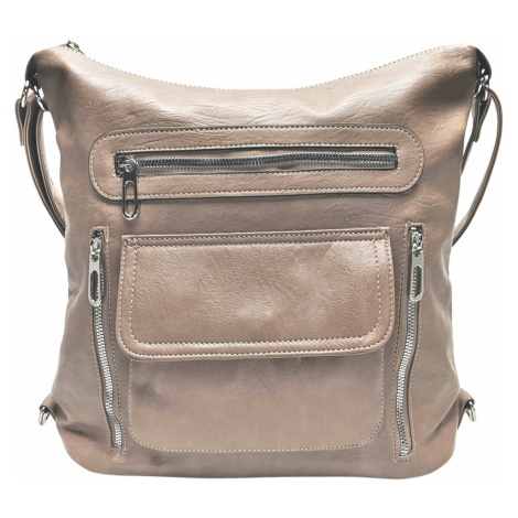 Praktický hnědošedý kabelko-batoh 2v1 s kapsami Bellis Tapple