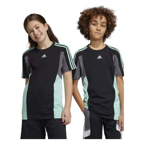 Dětské bavlněné tričko adidas U 3S CB TEE černá barva