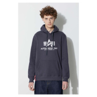 Mikina Alpha Industries Basic Hoody pánská, tmavomodrá barva, s kapucí, s potiskem, 178312.02