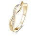 Beneto Pozlacený stříbrný prsten s krystaly AGG192