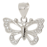 Stříbrný přívěšek motýlek s čirými zirkony STRZ0906F