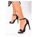 Výborné černé dámské sandály na jehlovém podpatku