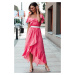 Růžové puntíkované volánové šaty DLR037