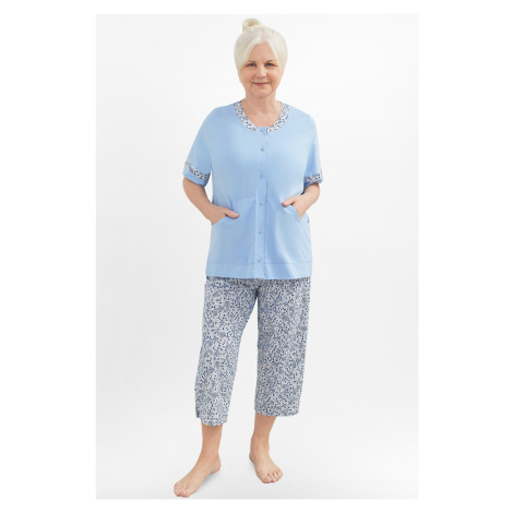Dámské pyžamo Martel Nikola - propínací bavlněné Světle modrá
