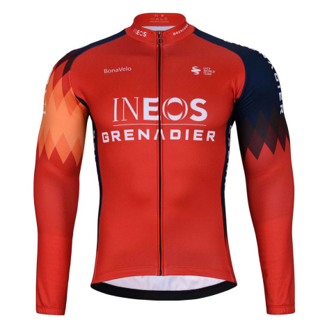 BONAVELO Cyklistický dres s dlouhým rukávem zimní - INEOS 2024 WINTER - červená/modrá