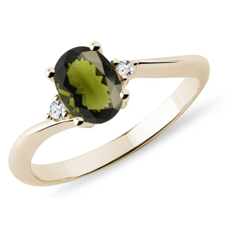Prsten s vltavínem a diamanty KLENOTA