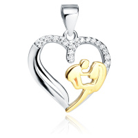 Klenoty Amber Luxusní stříbrné srdce - přívěsek Maminka s dítětem