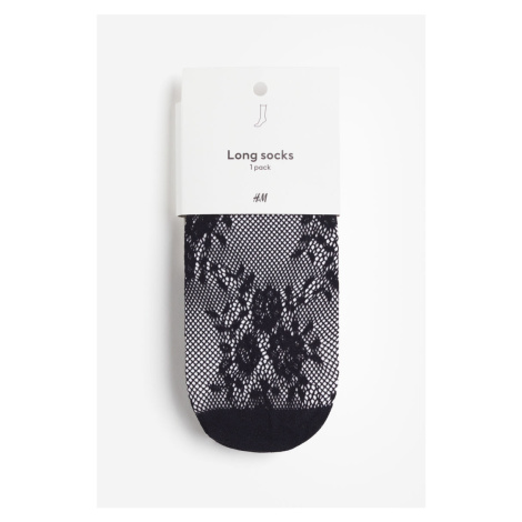 H & M - Krajkové ponožky - černá H&M