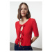 Trendyol Red Textured Fitted/Body-Sit Tie Detailed Flexible Knitted Blouse