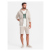 Men's sweatshirt set kangaroo sweatshirt + shorts - beige V1 Z76