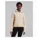 Bershka cable knit detail half zip jumper in beige-Neutral