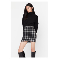 Trendyol Black Checkered Patterned Mini Woven Skirt