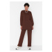 Trendyol Brown Oversize Crew Neck Basic Knitted Tracksuit