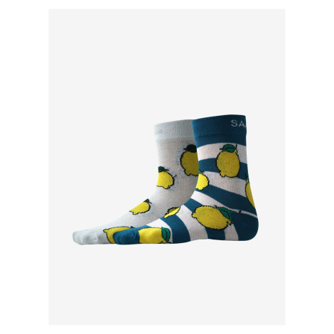 Sada dvou párů vzorovaných ponožek v modré a bílé barvě SAM 73 Lelio