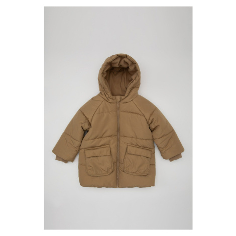 DEFACTO Baby Boy Water Repellent Rib Sleeve Hooded Fleece Lining Coat