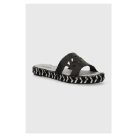 Kožené pantofle Karl Lagerfeld SOUK dámské, černá barva, na platformě, KL81405A